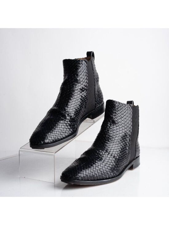 Charles Jourdan Vintage Ankle boots Mens Leather Woven Black Braided US 8 EU 42 main image 5